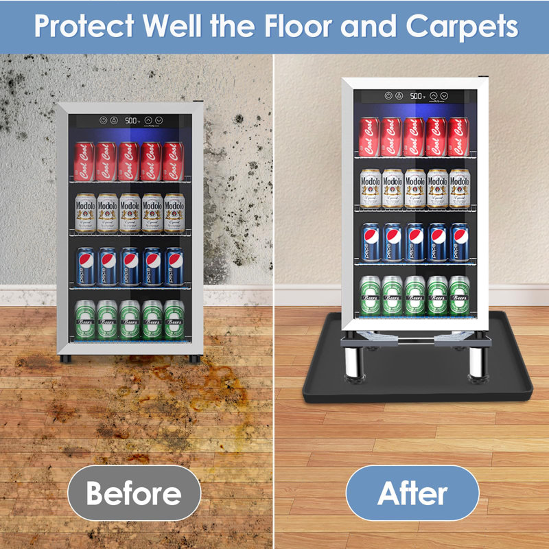 Mini Fridge Stand With Silicone Mat, Universal Stand Base Adjustable Refrigerator Stand With 4 Sturdy Feet