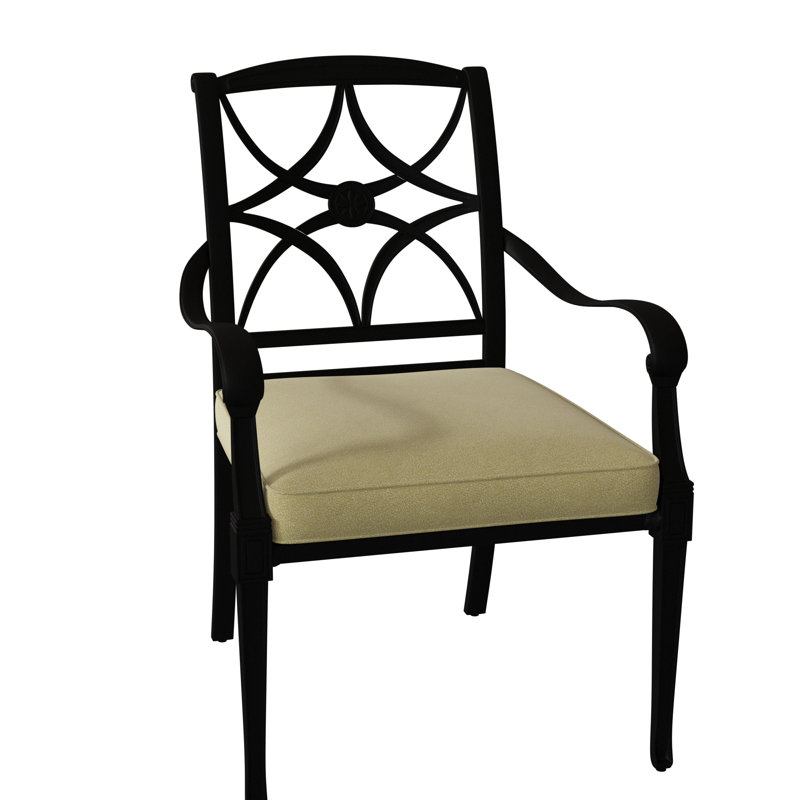 Wiltshire Outdoor Dining Armchair, Textured Black, 19.25", Hedge Flannel Sunbrella® Flannel