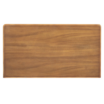 Slim Table With Natural Wood Finish And Storage - Space Narrow Living Room Console Solid Legs Classic Design,