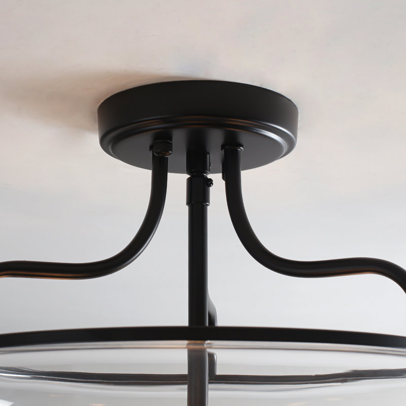 Plafonnier semi-encastré 3 lumières 12,99 po, Noir mat