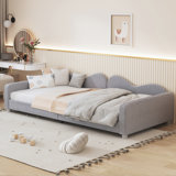Ironesha Upholstered Daybed, Sherpa Fabric Sofabed with Cloud-Shaped Backrest