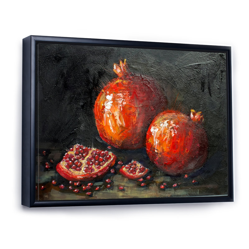 Impression sur toile flottante Red Pomegranates Impressionims, H 8 po x l 12 po x P 1 po, Cadre flottant noir