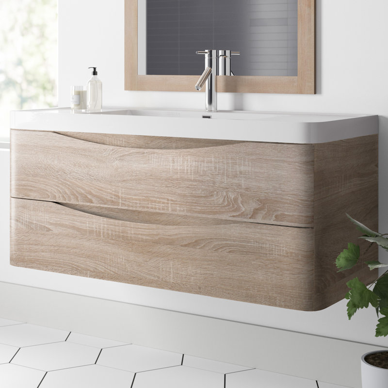 Ensemble de meuble-lavabo simple mural 48 po Firkins, Chêne
