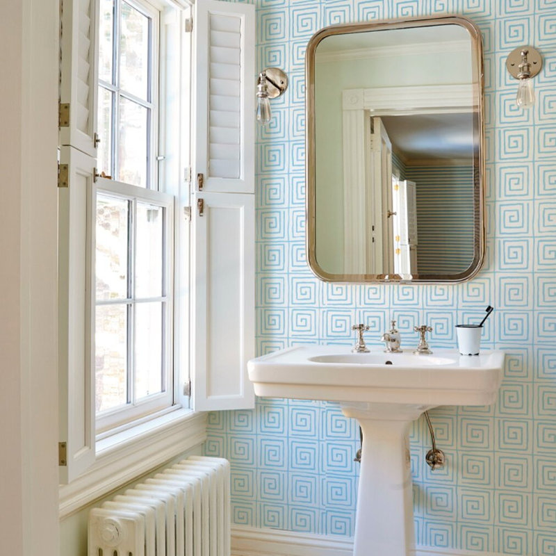 Schumacher x Cristina Buckley Trousdale Wallpaper, Aqua