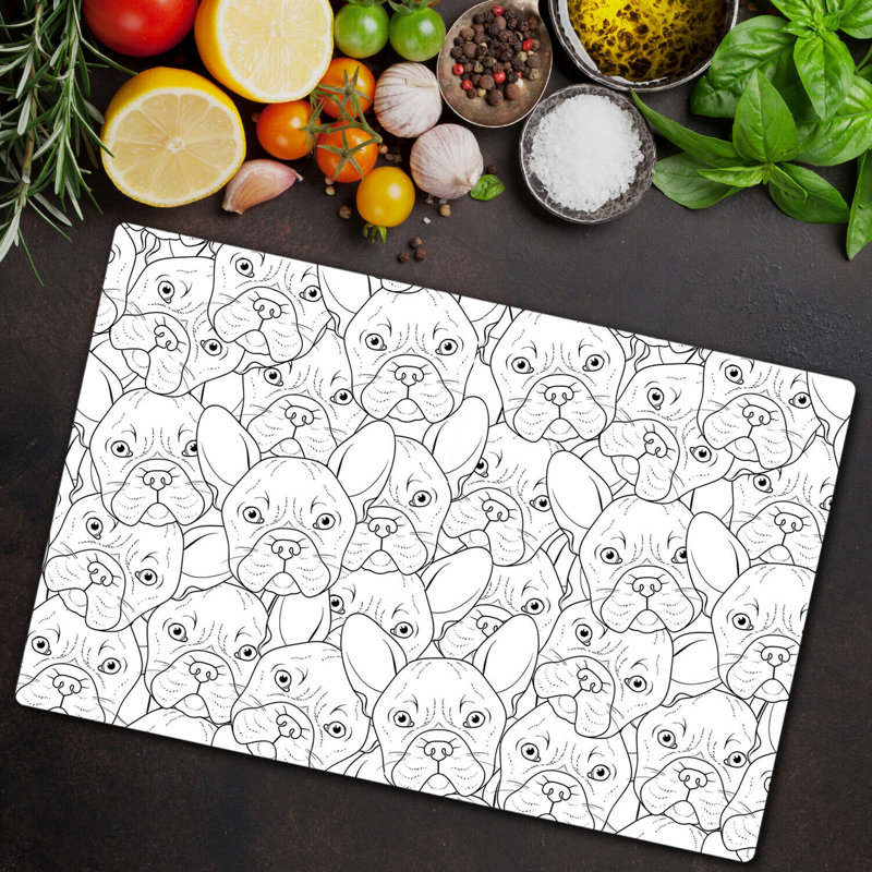 Azocar Tempered Glass Bulldogs Chopping Board, 52cm x 60cm