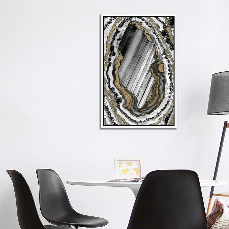 Golden Geode I by Marcus Prime - Print on Canvas, 101.6 cm H x 66.04 cm W, White Floater Frame