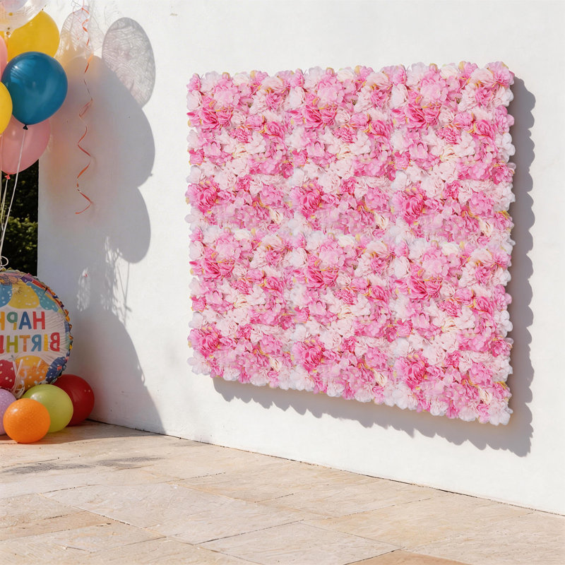 6 PCS Artificial Silk Flower Wall Panel, Light Pink/Yellow/Rose