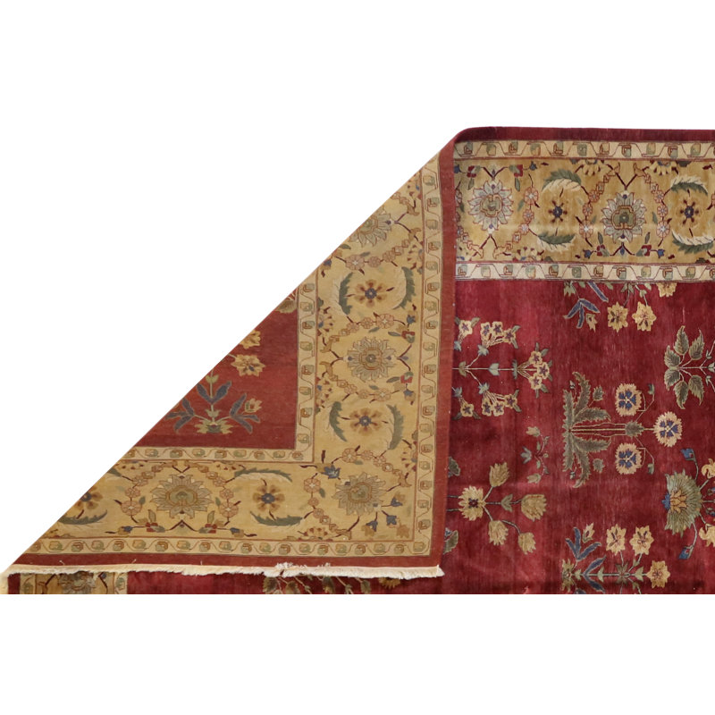 Oriental Hand-Knotted Wool Burgundy/Ivory/Blue/Teal Area Rug, Rectangle 10'3" x 16'1"