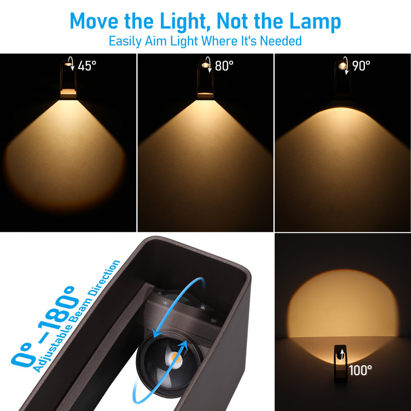 3W Adjustable Head Pathway Light, 180° Tilting Head, Low Voltage Modern Mini Landscape Light