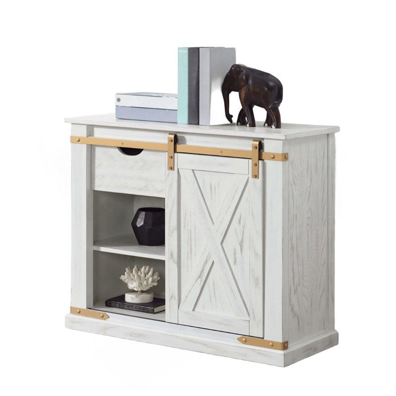 Rustic Style Antique White 1Pc Sofa Table Living Room Side Table W Drawers Barnyard Design