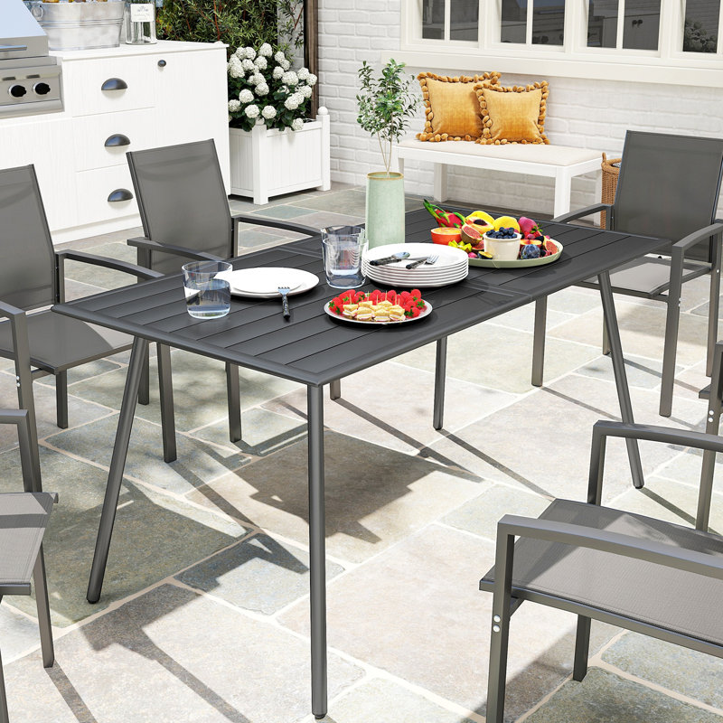 Table de salle à manger rectangulaire pour 6 personnes, gris