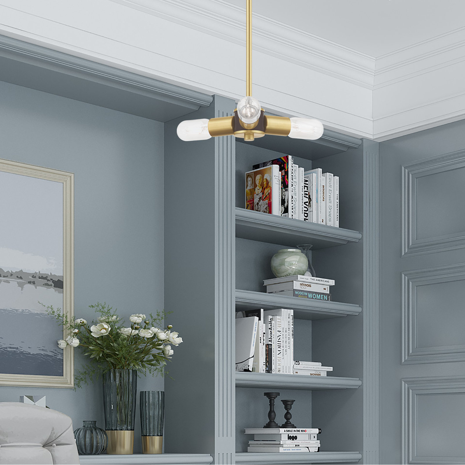 Martella 3 Light Dimmable Pendant, Satin Brass