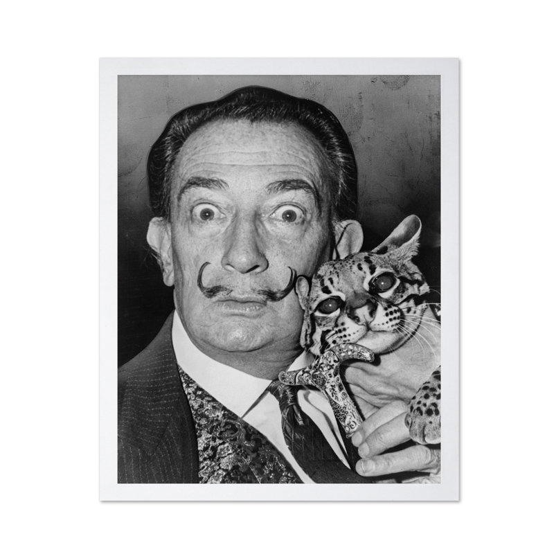 Salvador Dali et Pet, Poster, White Framed, 16"H x 20"W