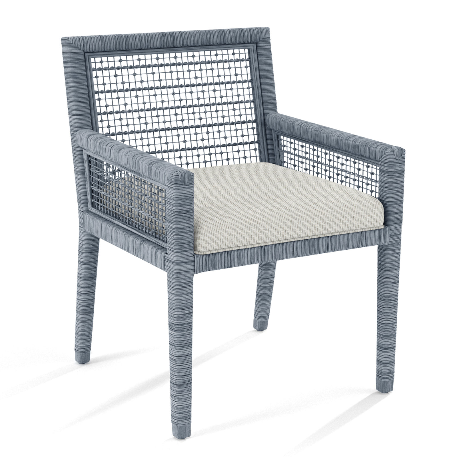 Glinda Dining Armchair, Navy Stripe; 0224-61, Sea Glass