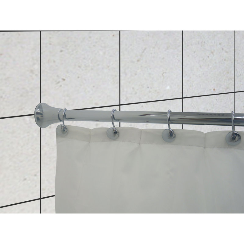 2.5'' Straight Tension Shower Curtain Rod & Hook Set, Chrome