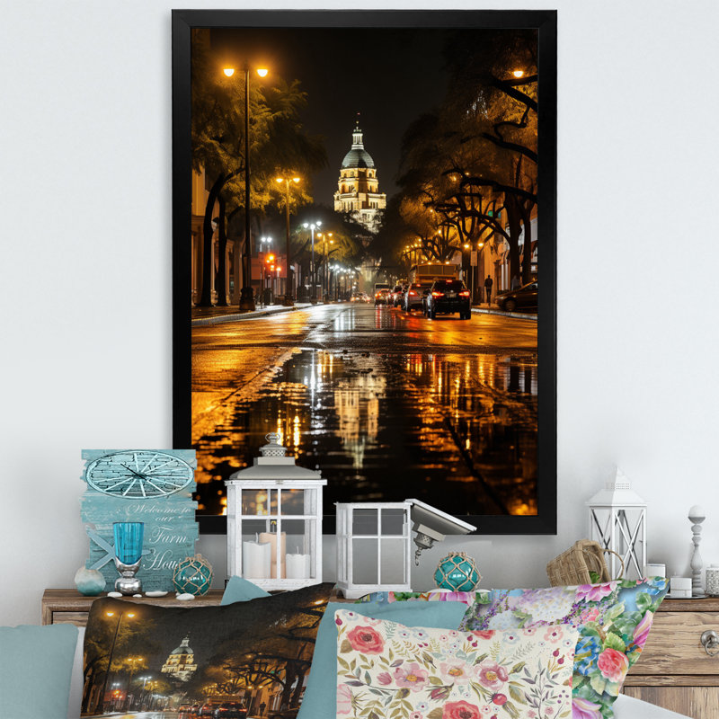 Liljan Florida City Lights sur impression sur toile, Cadre photo noir, H 20 po x l 12 po x P 1 po