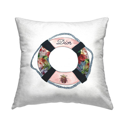 Stupell Industries Glam Fashion Brand Stylish Beach Life Ring Outdoor Printed Pillow by Amelia Noyes