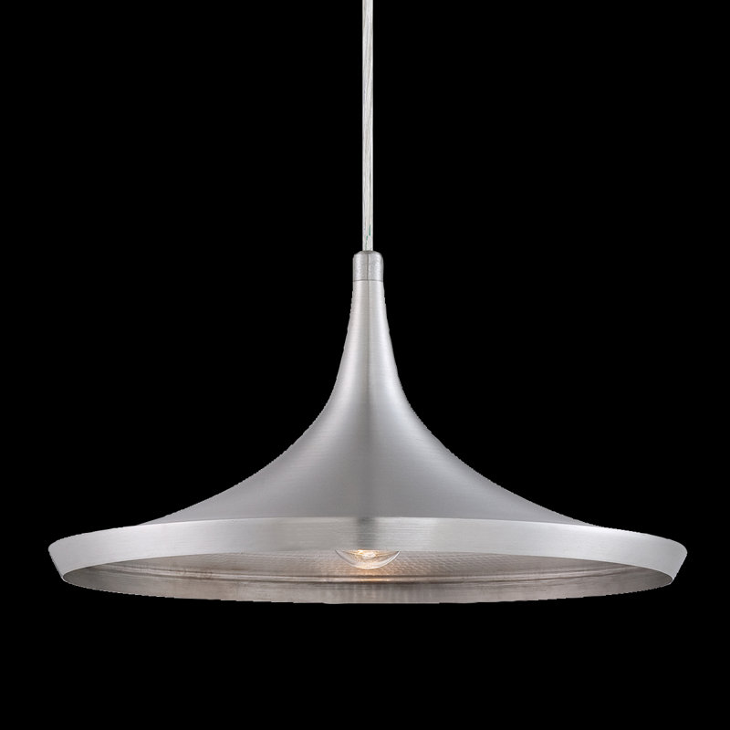 Luminaire suspendu conique à 1 lumière Ramos, Aluminium brossé