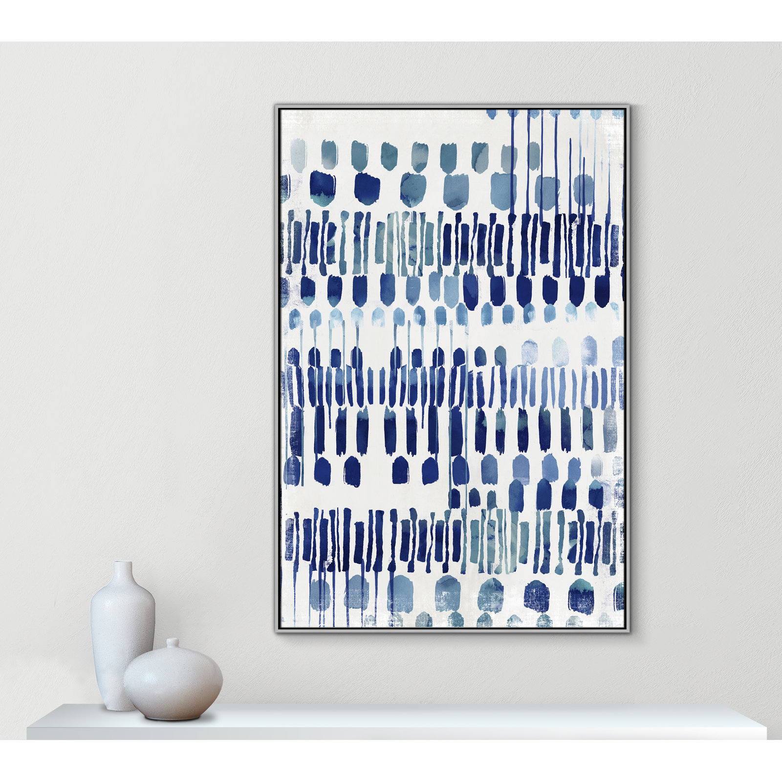 Fynn "Continuously I" Painting by Eva Watts, Silver Framed Canvas, No Matte, 61.5" H x 41.5" W x 2" D
