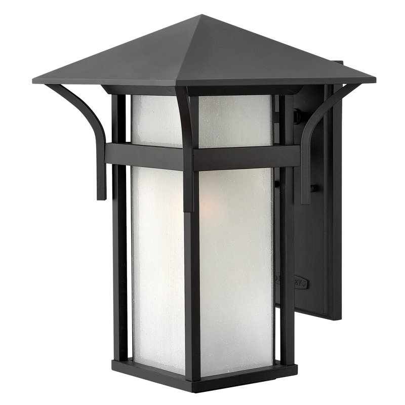 Harbor Outdoor Wall Lantern, Satin Black, MED, 13.5" H x 9" W