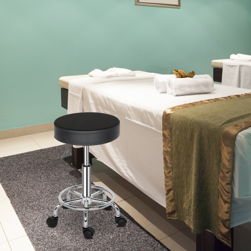 Saltsburg Adjustable Height Ergonomic Lab Stool Wheels, 26" H, Black