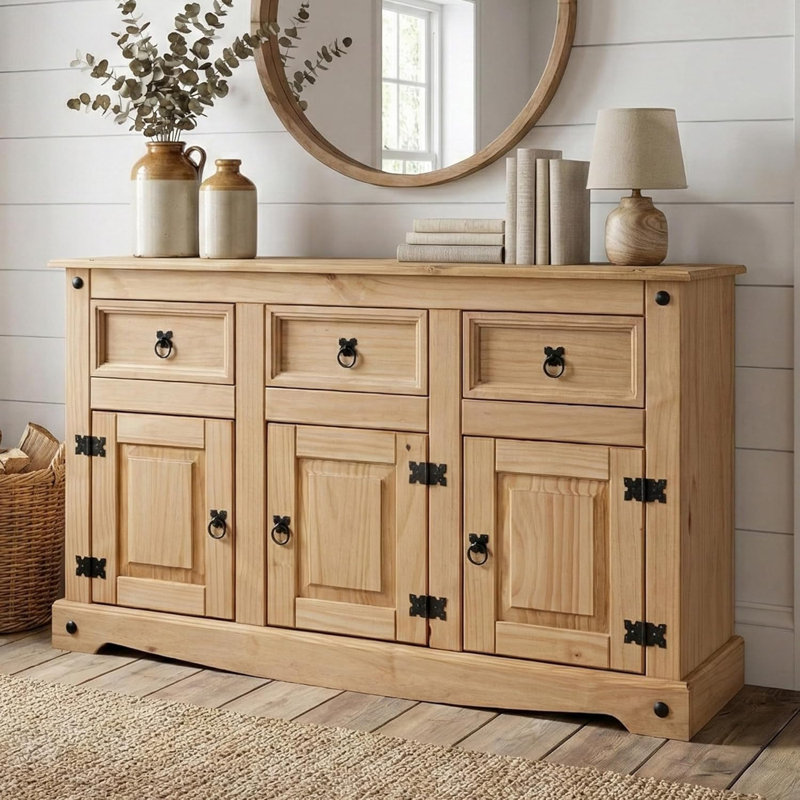 Buffet 3 portes 3 tiroirs Buffet en bois naturel