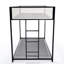Lit superposé simple au-dessus de simple en métal pour enfants et adultes, conception à profil bas avec échelle et garde-corps en filet blanc, noir