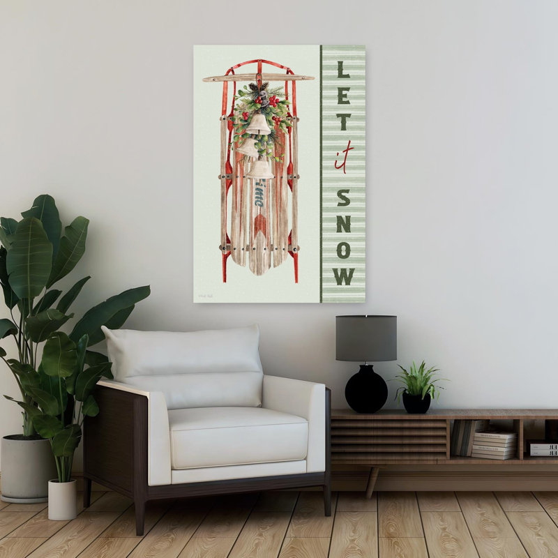 Let It Snow Sled by Cindy Jacobs - Wrapped Canvas Print, 91.44cm H x 60.96cm W