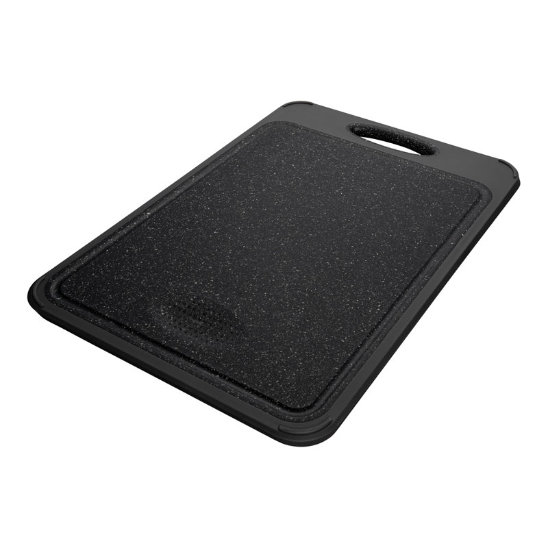 Rockingham Forge Double Sided Chopping Board, Black Granite Effect Plastic and Stainless Steel, 40 x 27cm