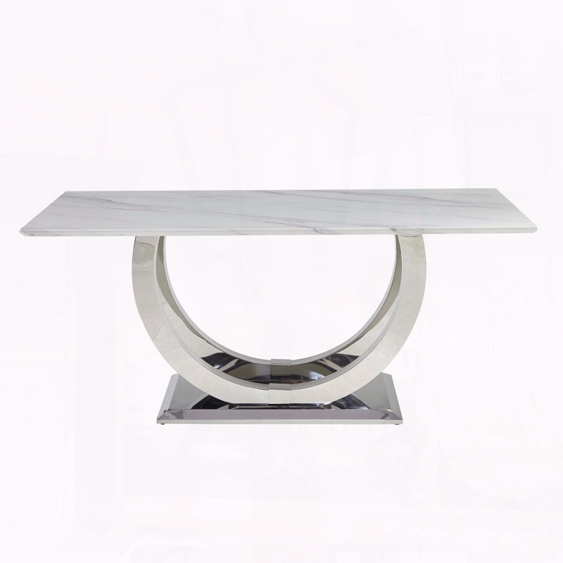 69.3-Inch Modern Rectangular Dining Table with Marble MDF Top