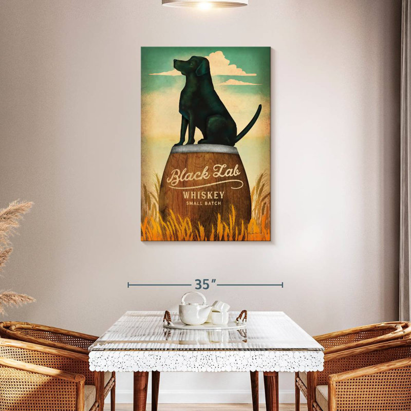 Brampt Black Lab Whiskey, 45" H x 30" W