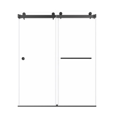 55"-59" W x 72" H Double Sliding Frameless Shower Door with 5/16" Tempered Glass, Thicken Square Top Rail, and Stainless Steel Accessories