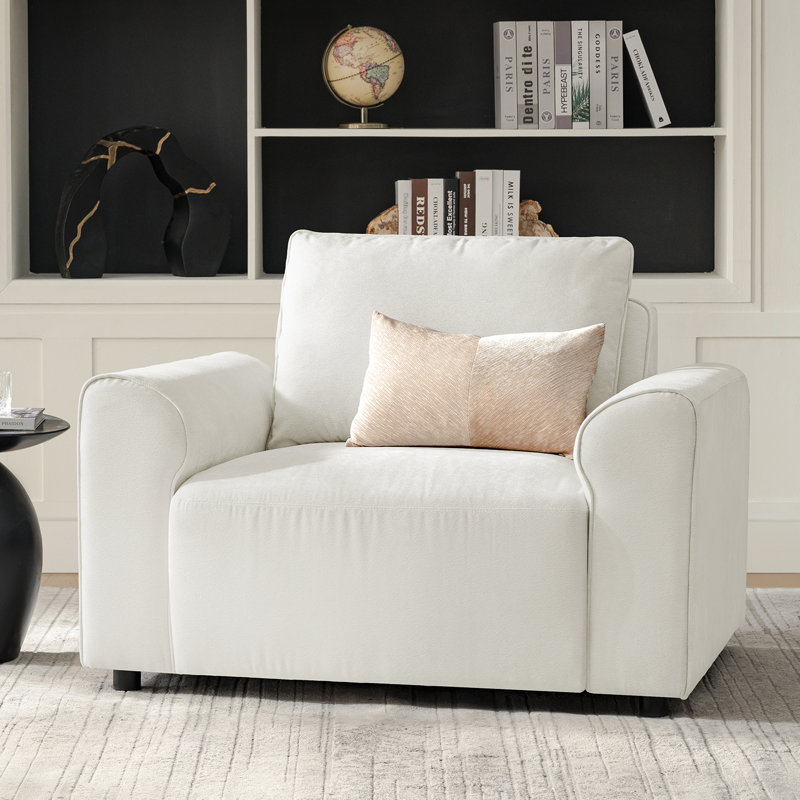  Fauteuil surdimensionné moderne avec accoudoirs l 48 po Bernice, Ivoire ivoire, 1