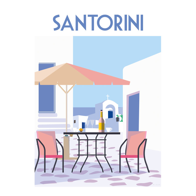 Affiche Santorini I par Omar Escalante, H 16 po x l 12 po