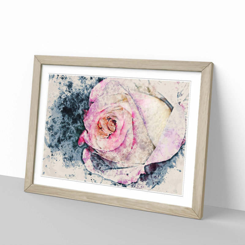 Pink Tipped Rose - Framed Print, Oak, 50cm H x 76cm W x 2cm D