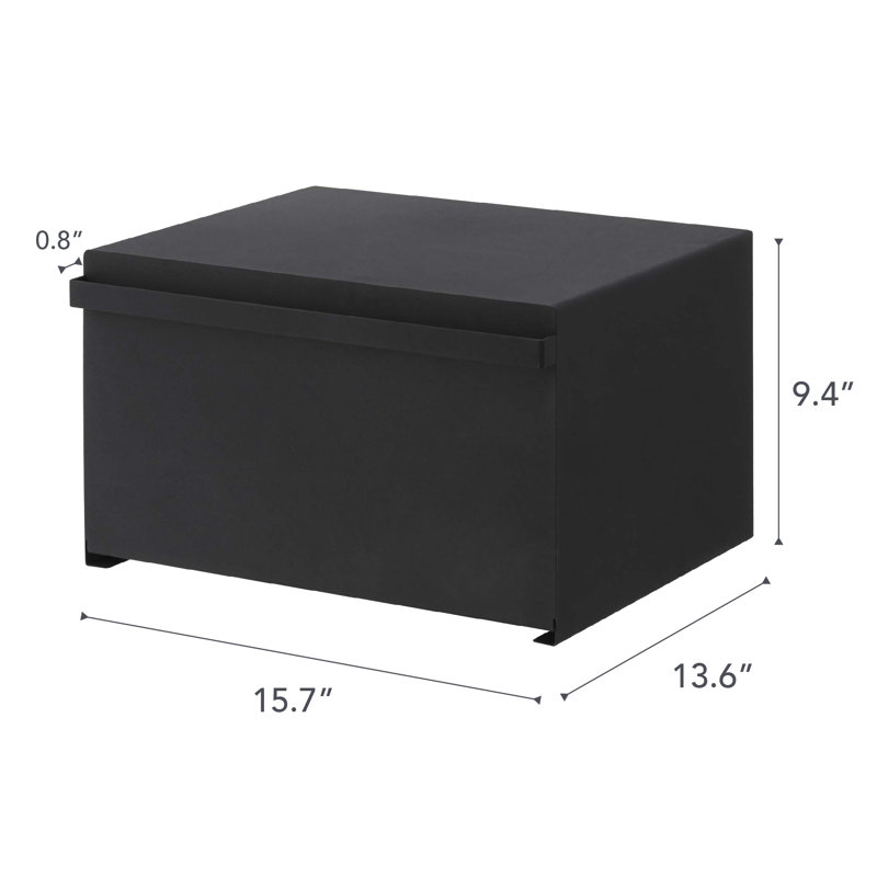 Black Steel Minimalist Rectangle Bread Bin with Handles