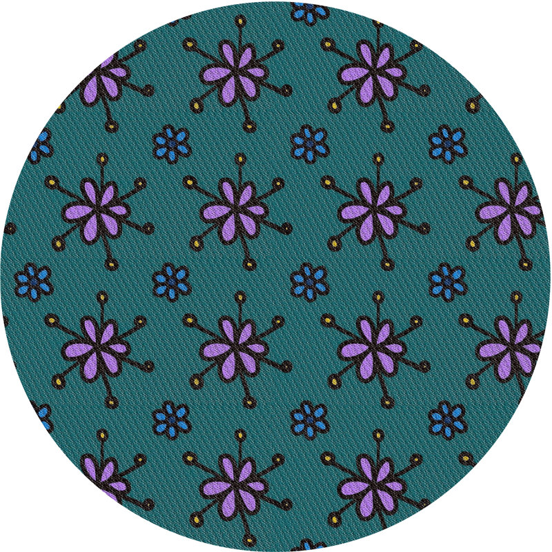 Tapis décoratif florale/rouge Auberon, Rond 4 pi