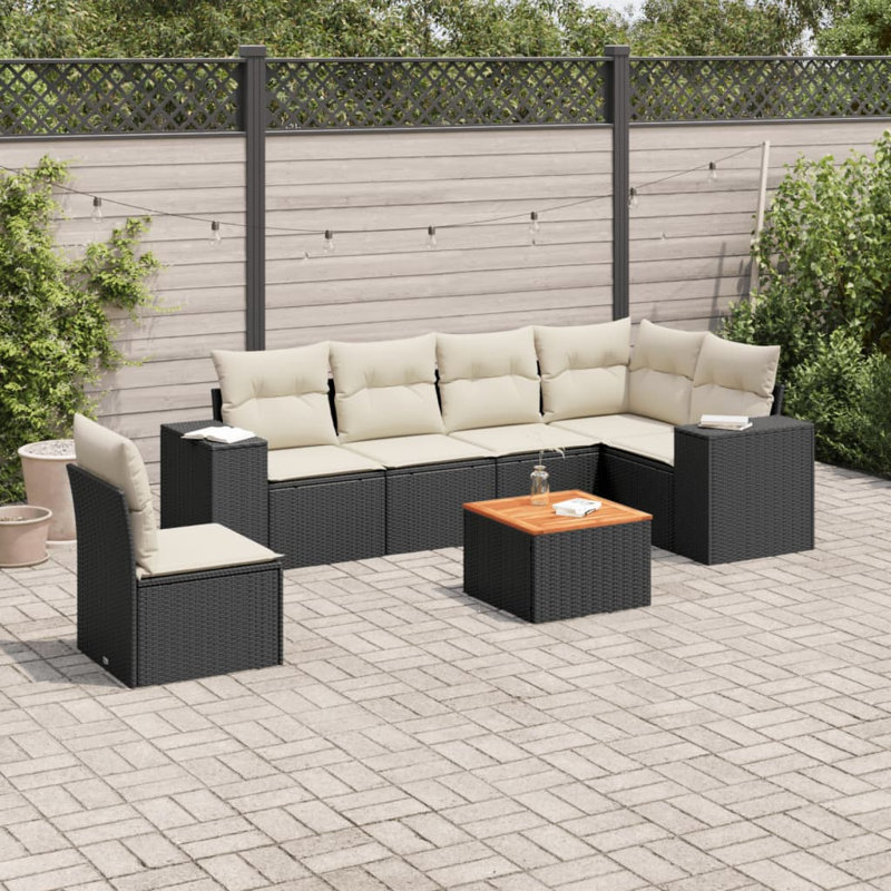 Ensemble de canapé de jardin Vidaxl noir, blanc crème