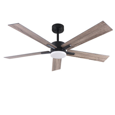  52-Inch Wi-Fi Indoor Ceiling Fan with LED Light, Remote Control, Walnut & Oak