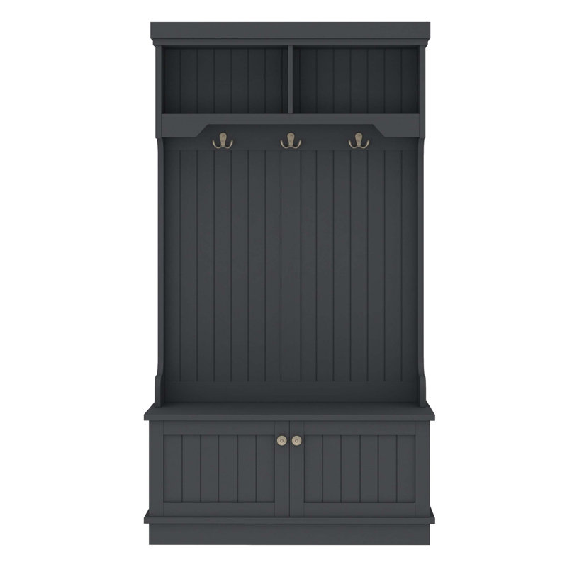 Multifunctional Hall Tree with Storage Shoe Bench, Ideal for Organizing Entryway and Hallway, Featuring Hooks and Display Shelves