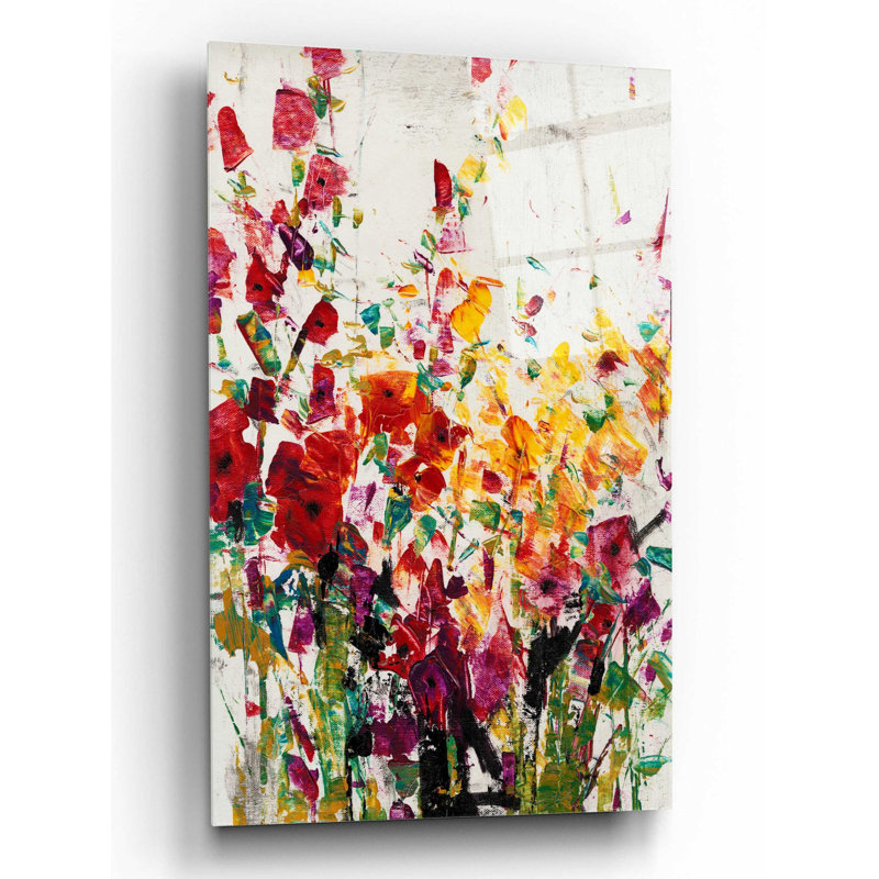 «Wildflowers Blooming I» par Tim O'Toole, art mural en verre acrylique, H 16 po x l 12 po x P 0,13 po