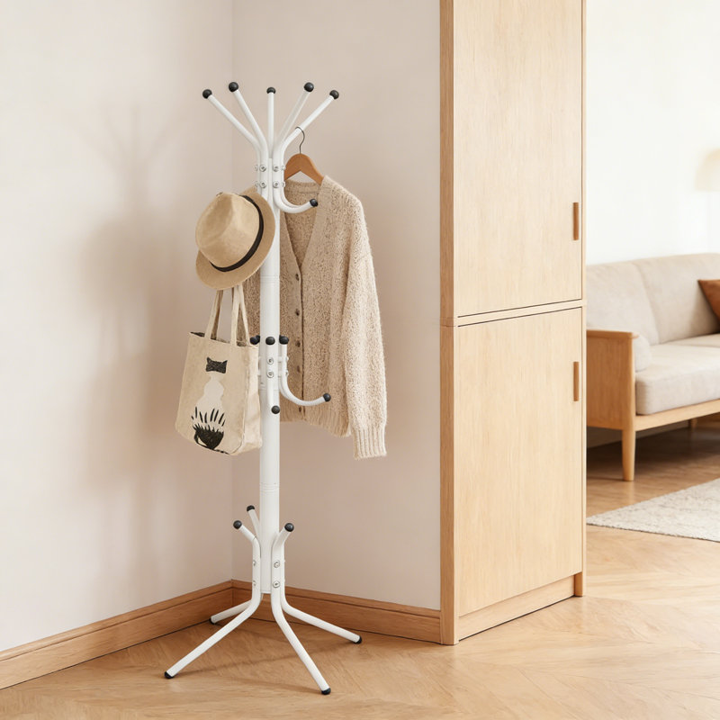 Portemanteau autoportant avec 15 crochets, portemanteau robuste en métal et portemanteau pour vestibule, chambre à coucher, bureau, portemanteau peu encombrant pour vestes, chapeaux, sacs