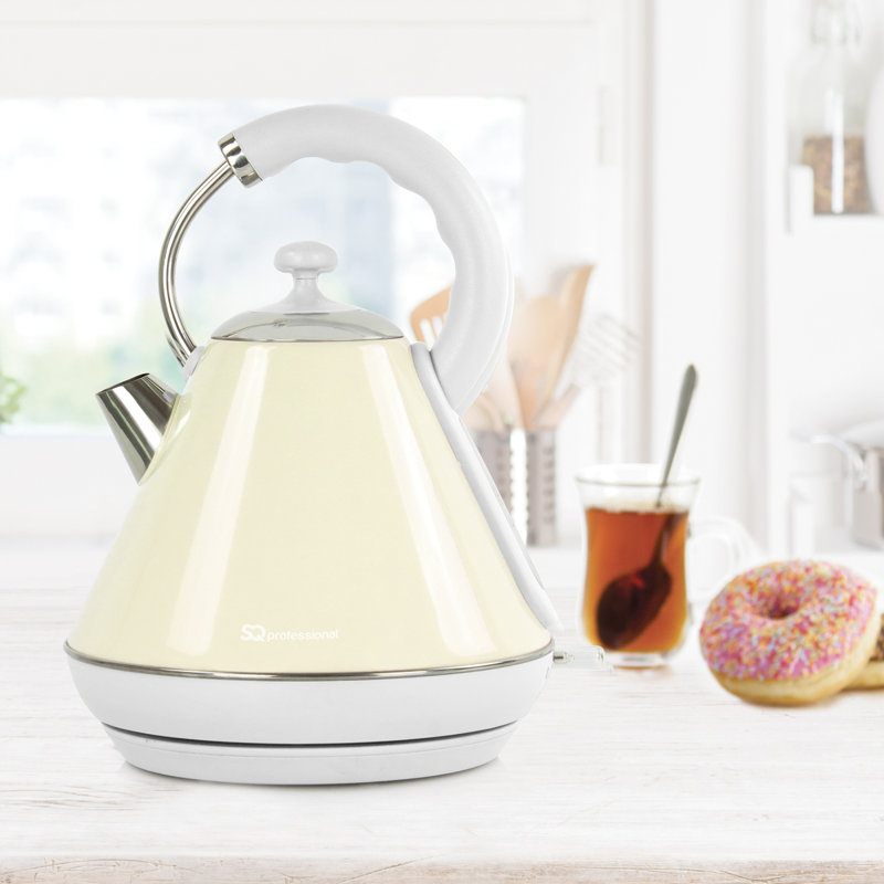 SQ Professional Dainty 1.8L Stainless Steel Electric Tea Kettle, Chantilly (Cream)