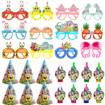 SpongeBob Party Blowers Glasses & Hats, 36 pcs SpongeBob Birthday Party Decorations Set
