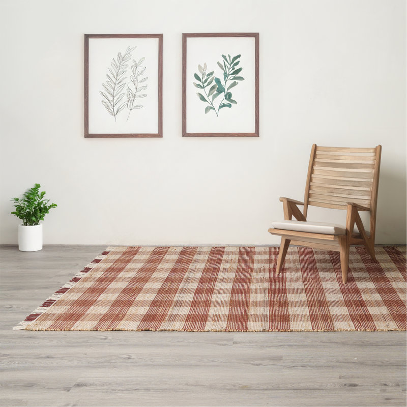 Tapis jute, tapis écossais brun foncé durable, pi, Rectangle 5 pi x 7 pi