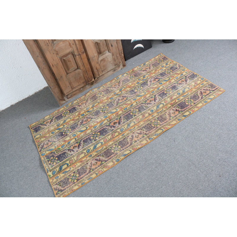 Tapis turc rétro tissé à la main à motif rayé aux couleurs vives pour la décoration du sol