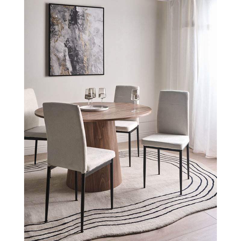 50cm H Fabric Upholstered Upholstered Back Side Chair, Light Beige