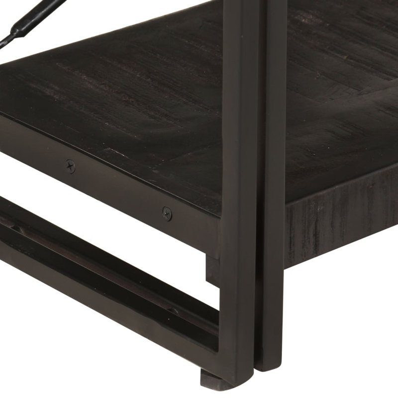 Bibliothèque en bois de manguier massif, H 31,5 po x l 23,62 po x P 11,81 po, Noir
