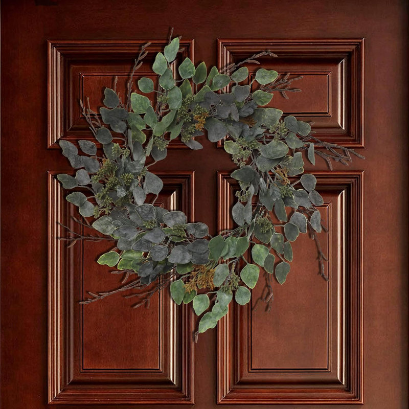 Couronne d'eucalyptus 4 pièces 24 po | Verdure fabriquée à la main | Parfait pour un décor intérieur / extérieur toutes saisons | Durable et durable