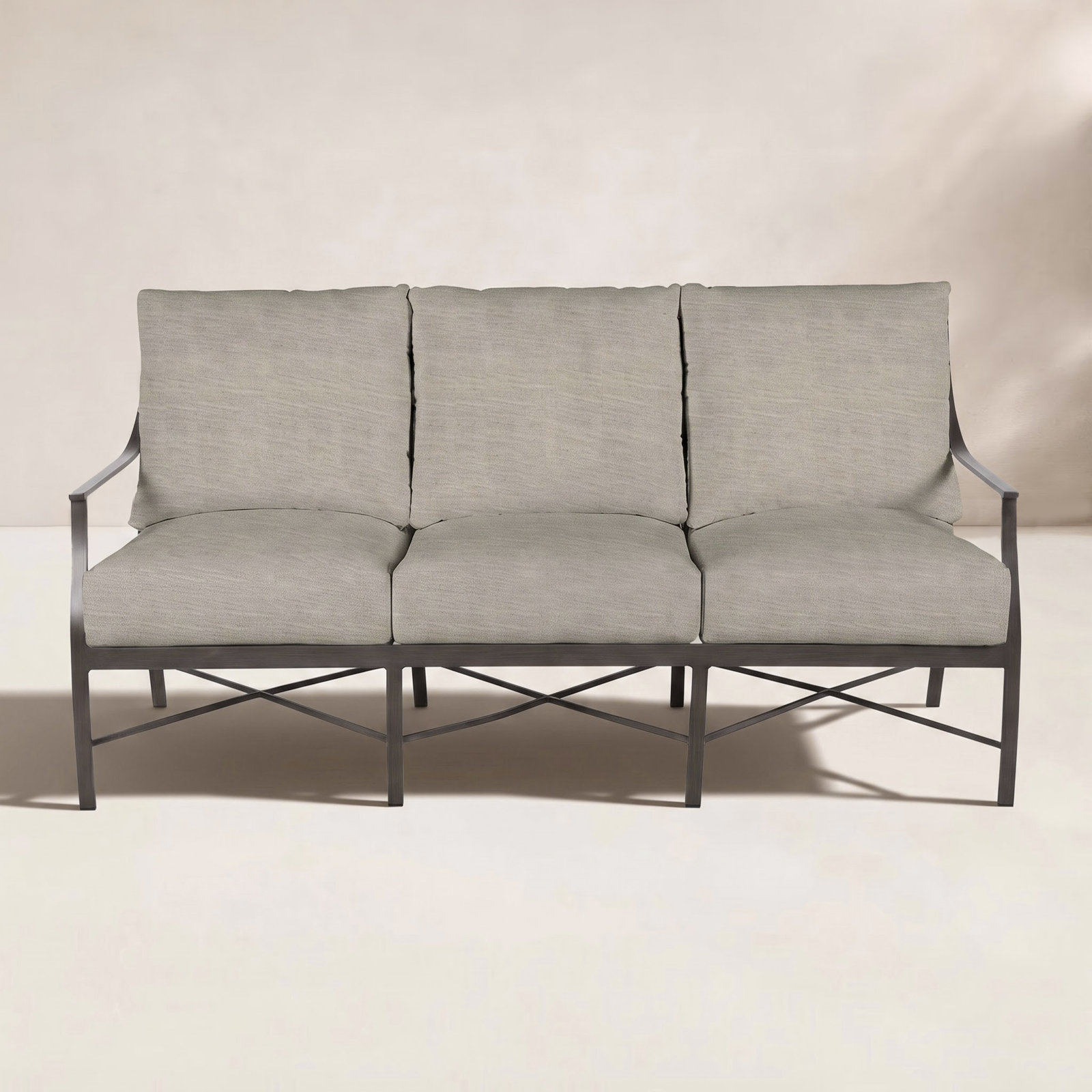 Monaco 75" Sunbrella® Patio Sofa, Dove Sunbrella® Linen, Slate Gray, No Welt